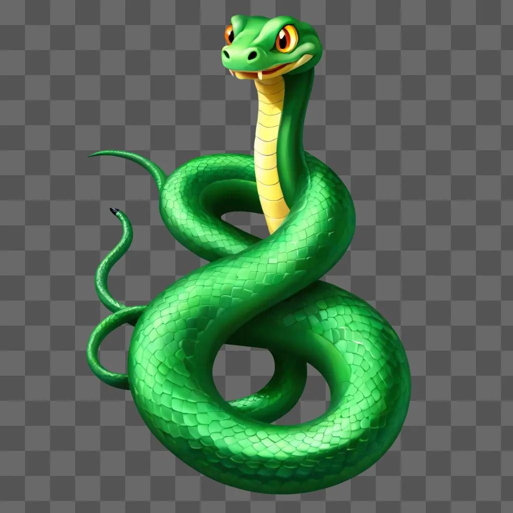 cartoon snake drawing A green snake on a green background