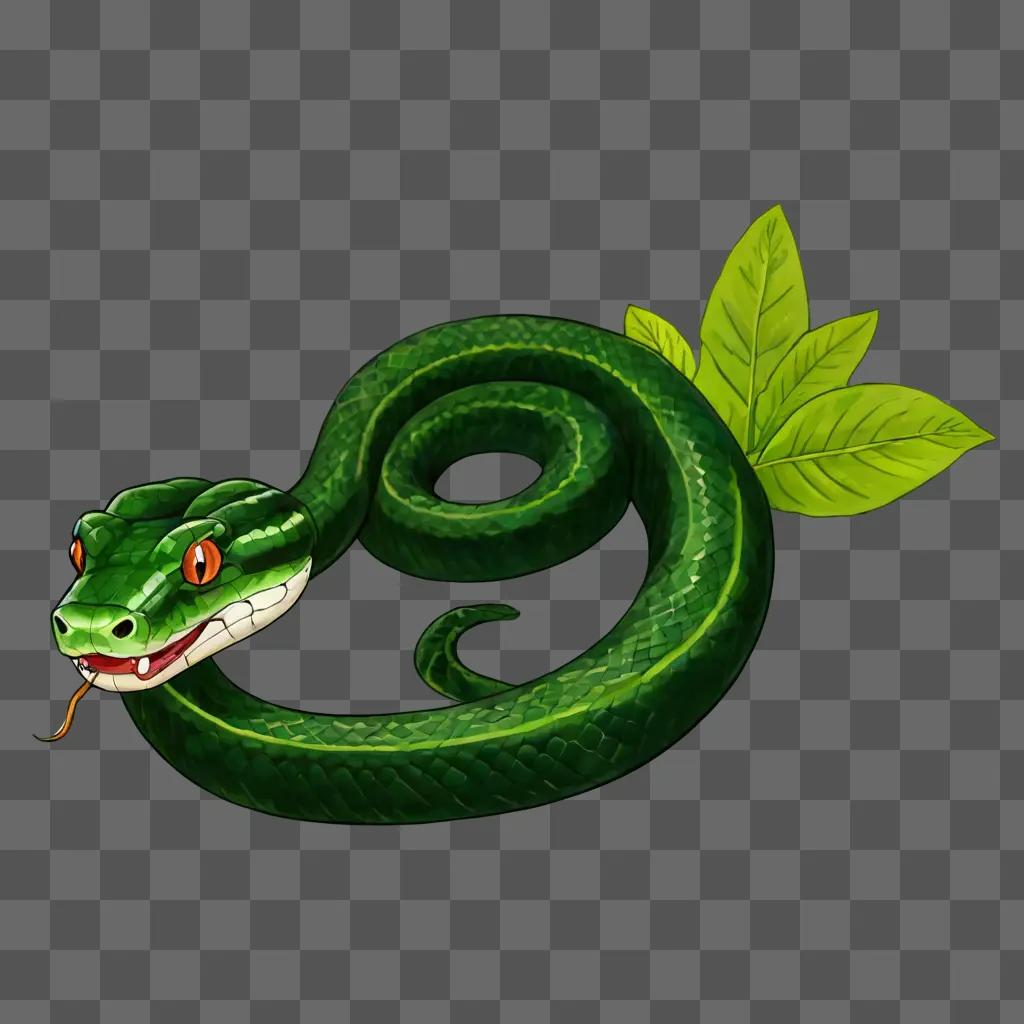 cartoon snake drawing A snake with a leaf on its neck