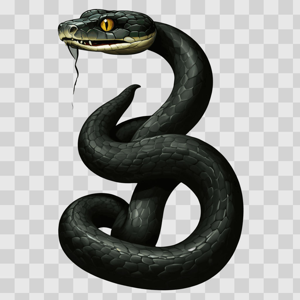 cartoon snake drawing A snakes head is shown against a black background