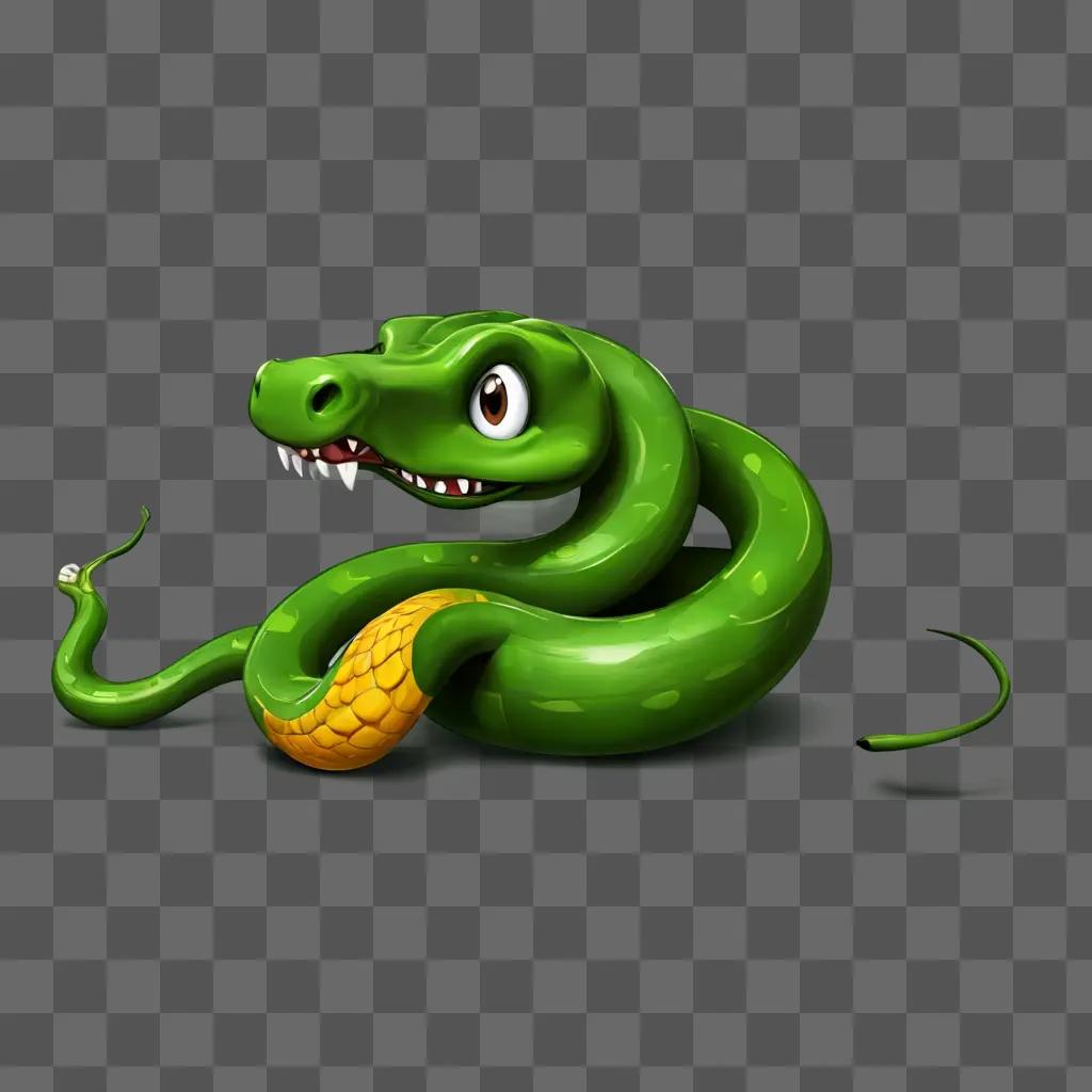 cartoon snake drawing Green cartoon snake with yellow object on its belly