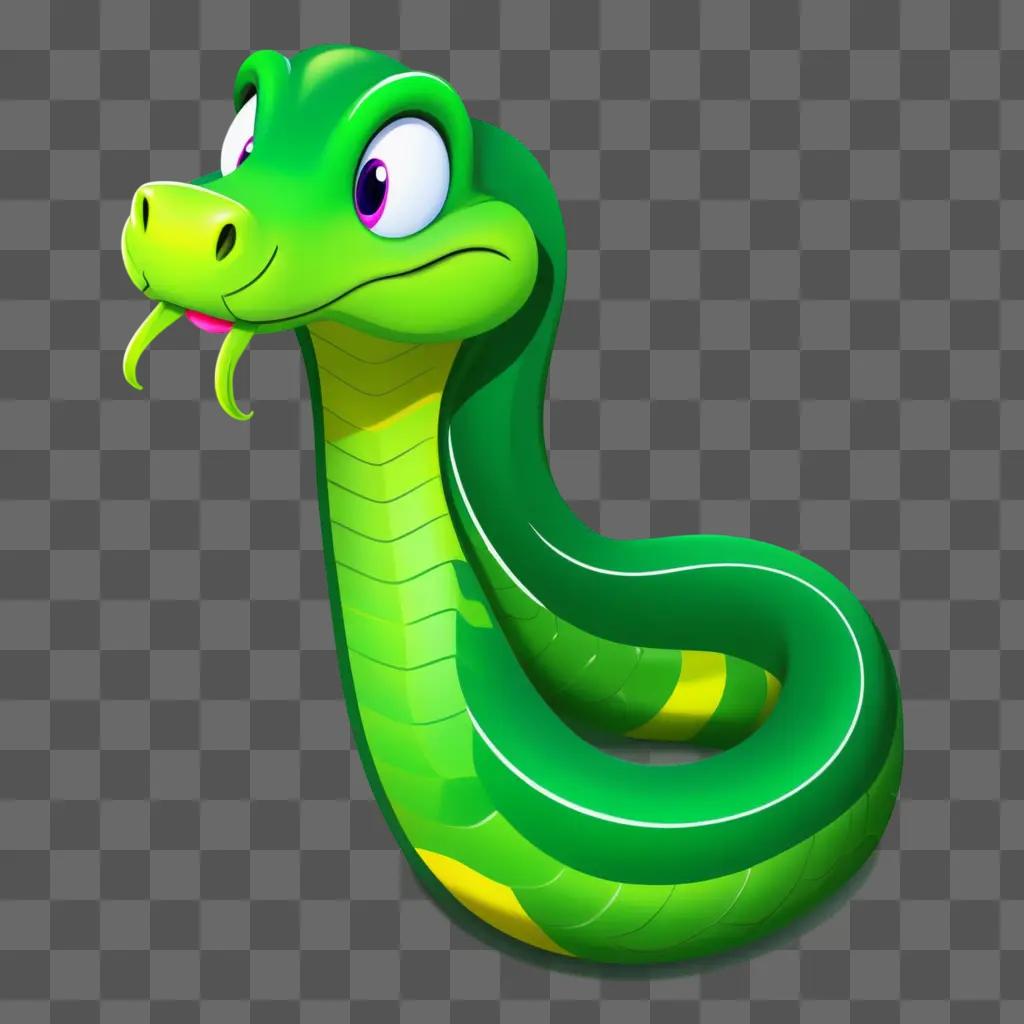 cartoon snake drawing is displayed on a green background