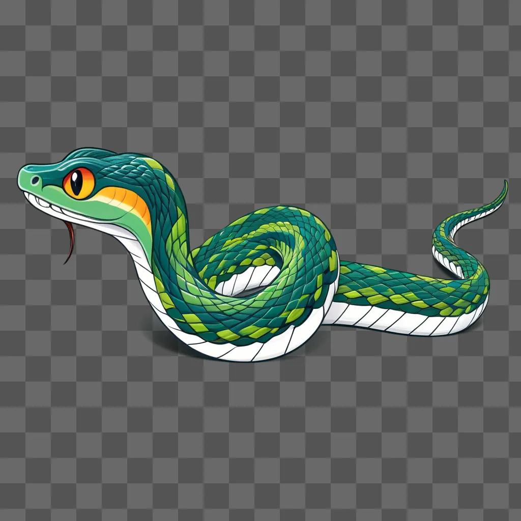 cartoon snake drawing on a green background