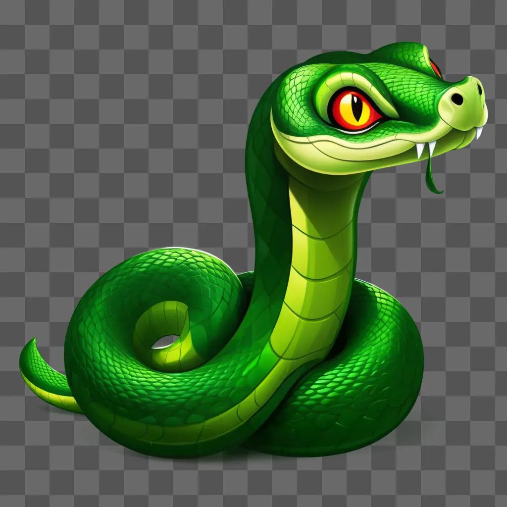 cartoon snake drawing with a green background