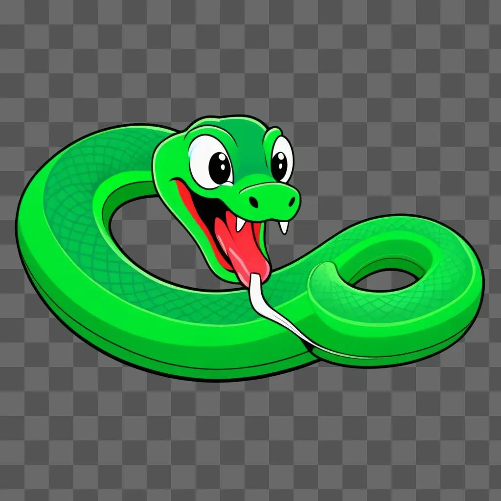 cartoon snake drawing with a red tongue and a green body