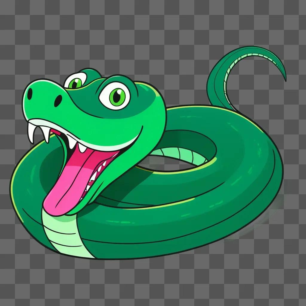 cartoon snake drawing with a wide open mouth