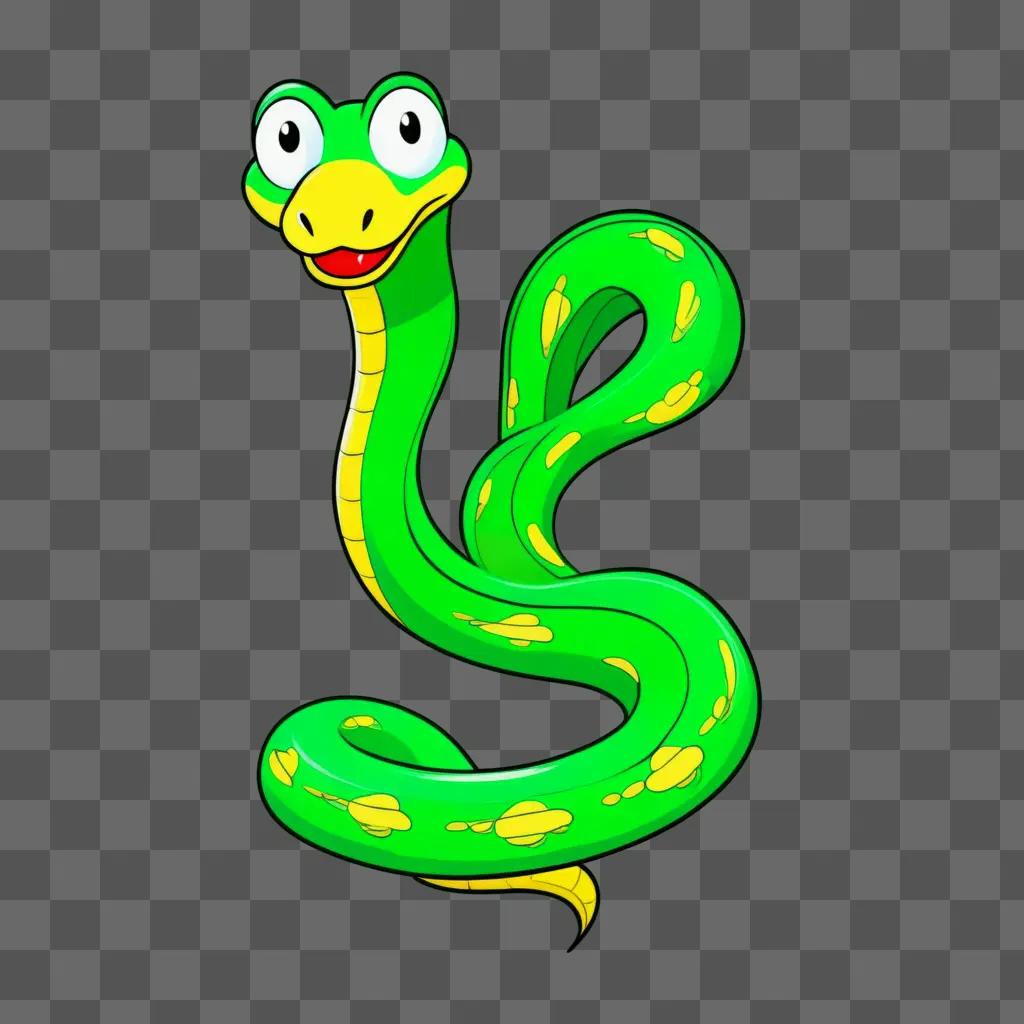 cartoon snake is shown on a green background