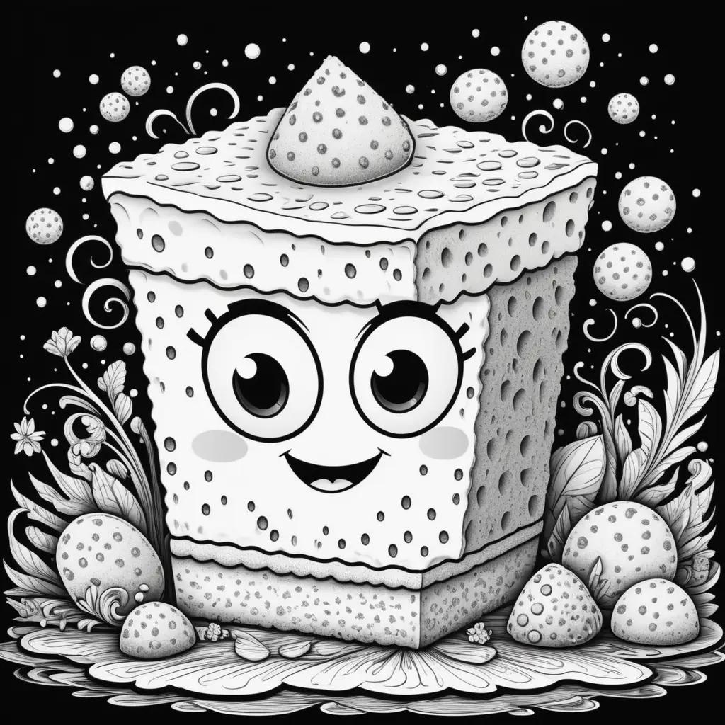 cartoon sponge cake and strawberries coloring pages