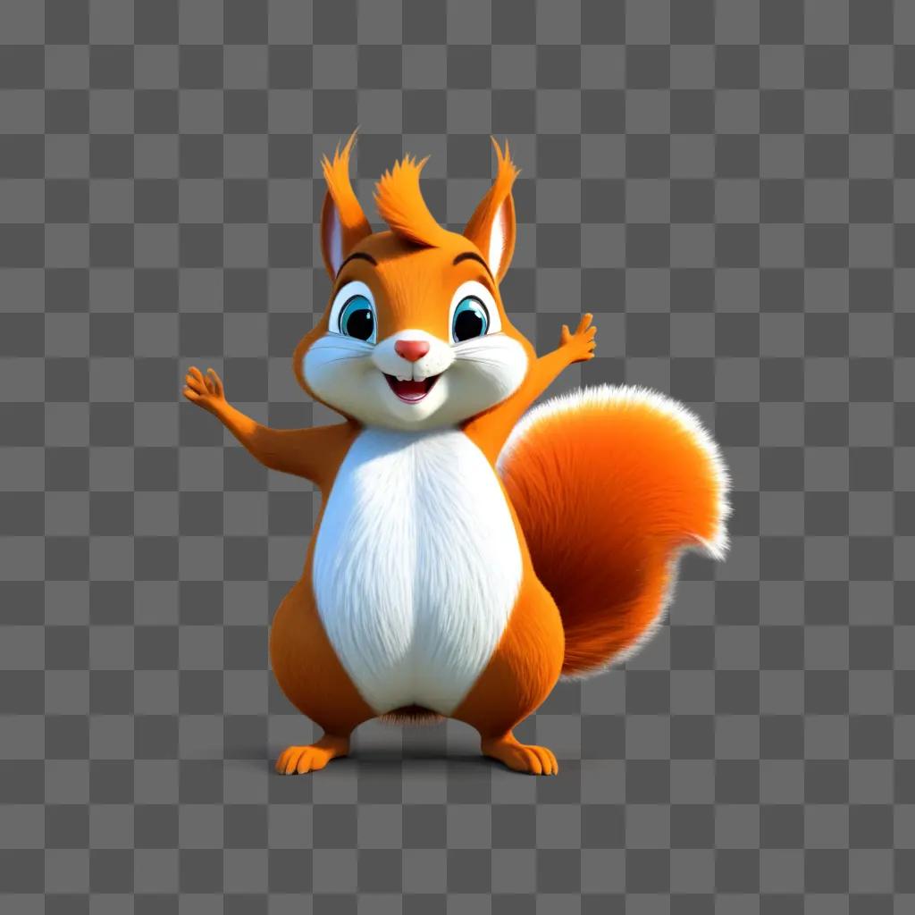 cartoon squirrel with arms outstretched and a smile