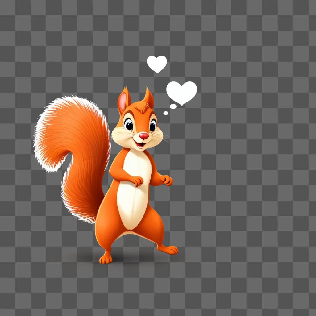 cartoon squirrel with white hearts on its back