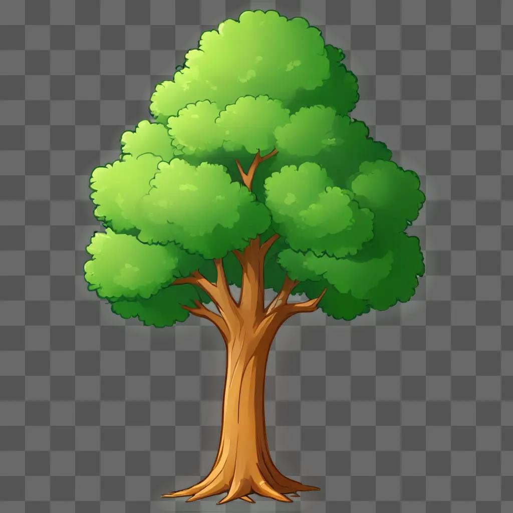 cartoon tree drawing A green tree with a brown trunk