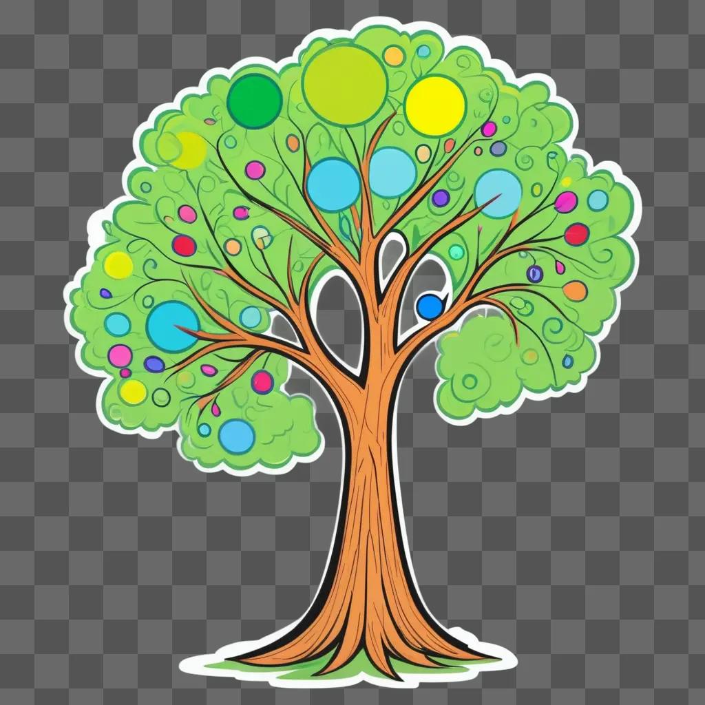 cartoon tree with colorful circles