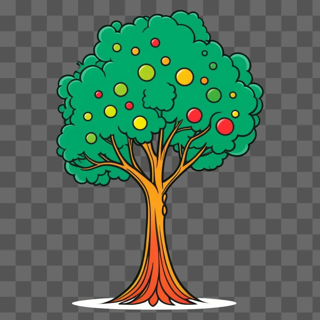 cartoon tree with fruit is shown