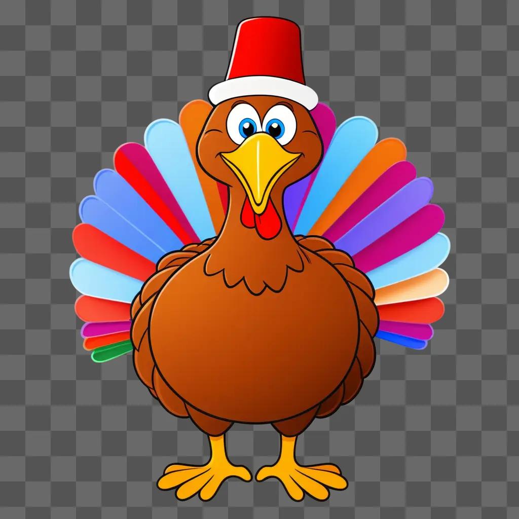 cartoon turkey in a festive red hat