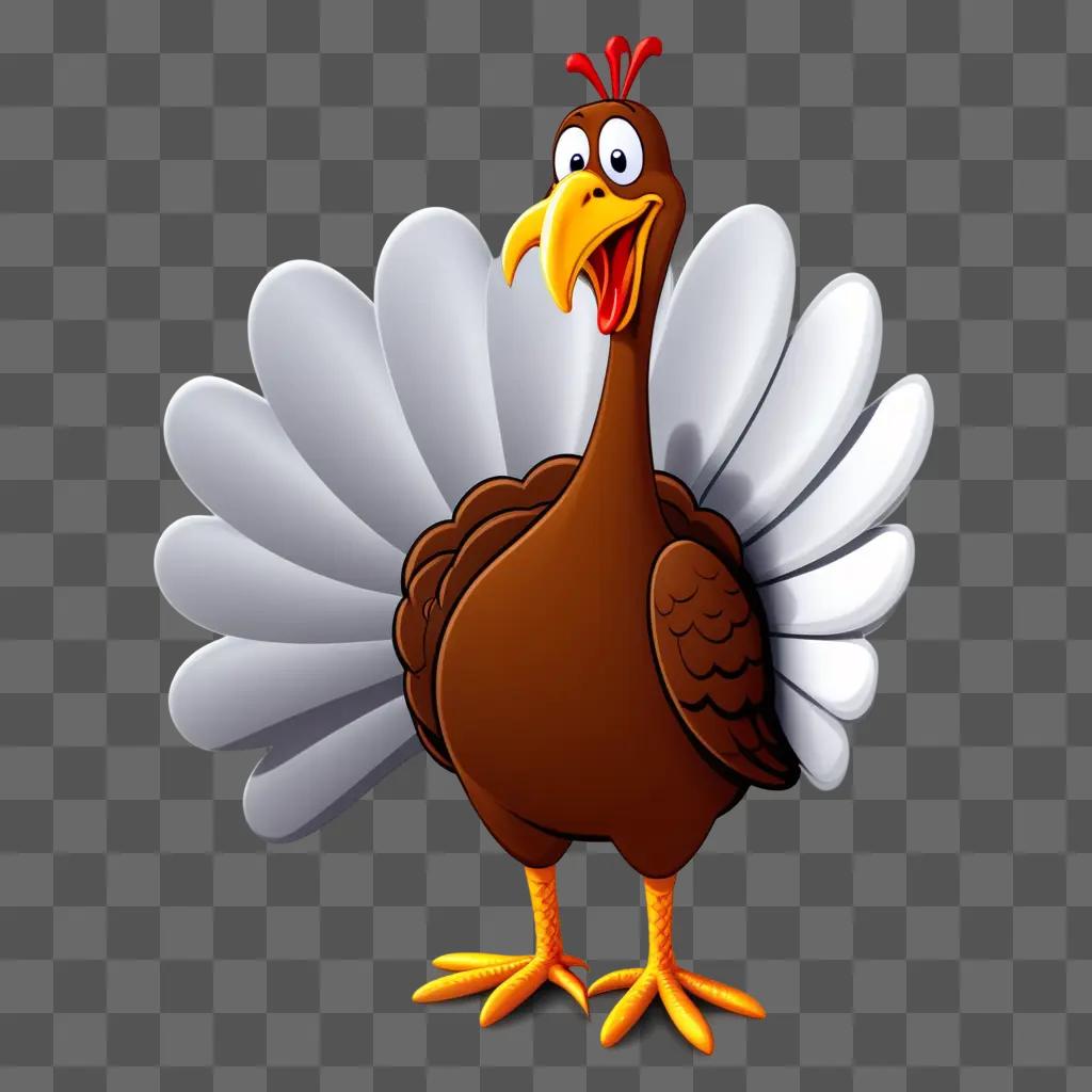cartoon turkey with a yellow beak and red eye