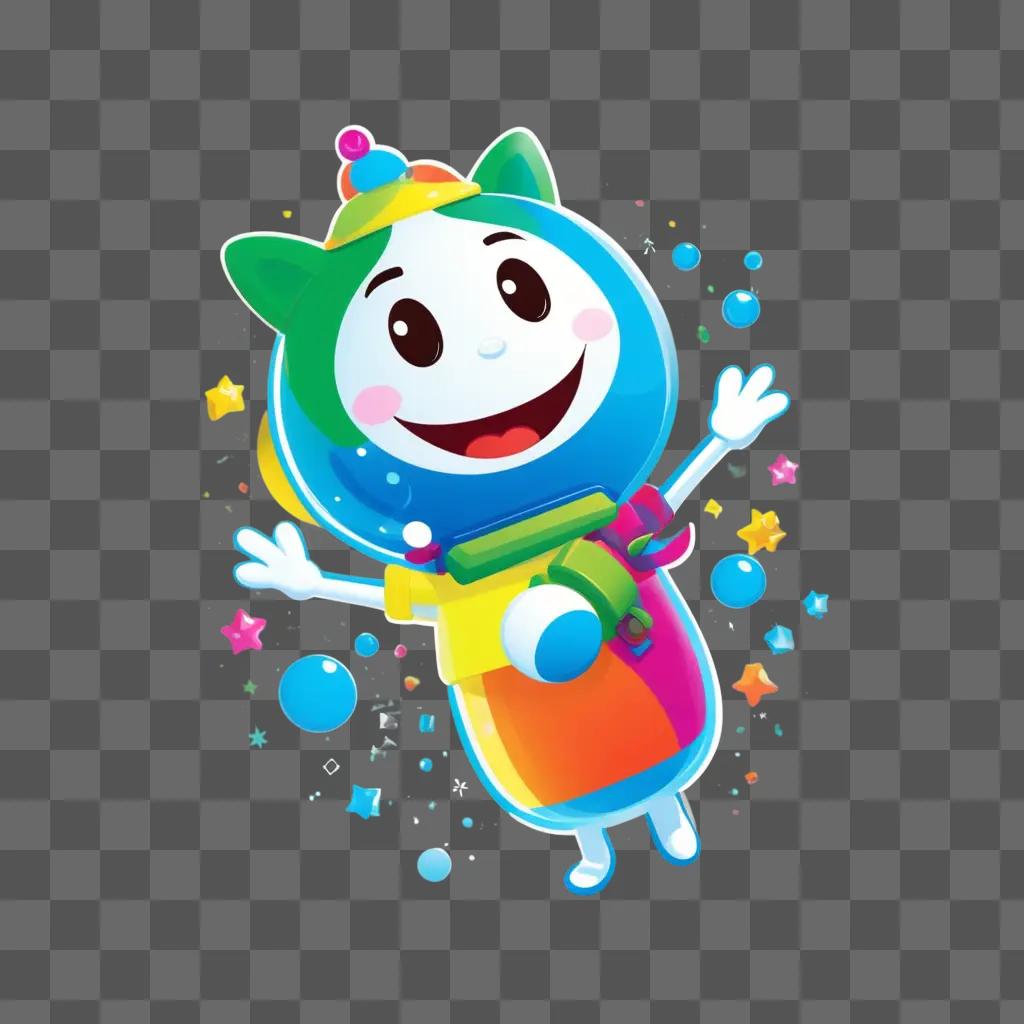 cartoon with a transparent background and colorful design