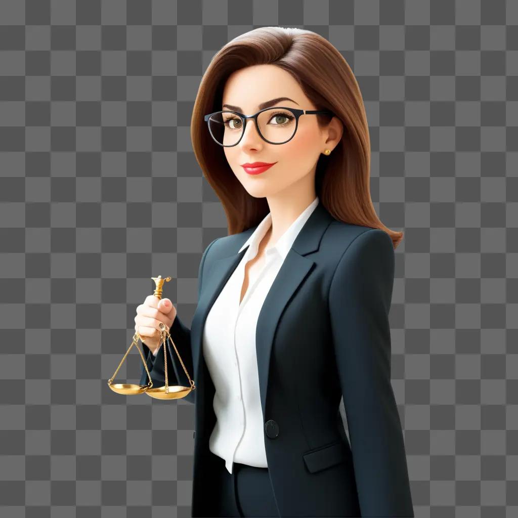 cartoon woman with a law suit on her dress