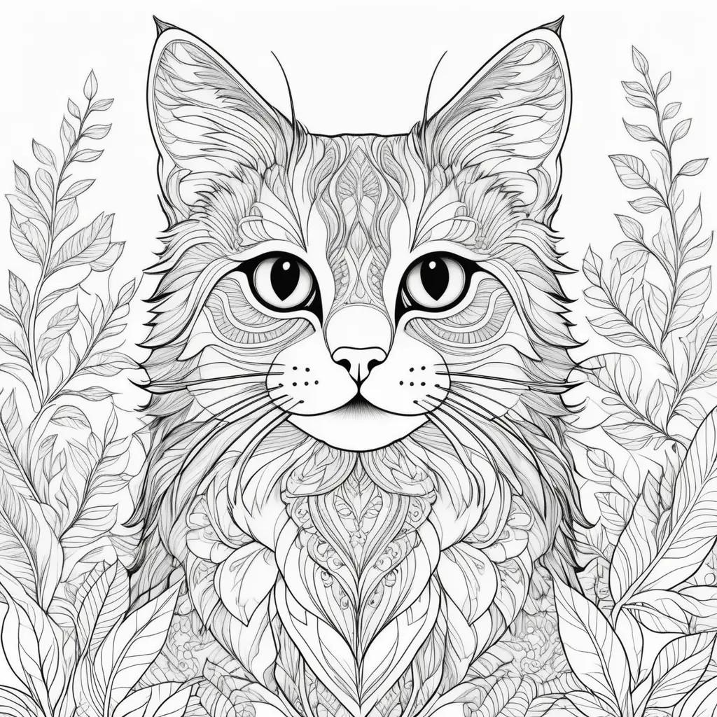 cat coloring page with a unique design