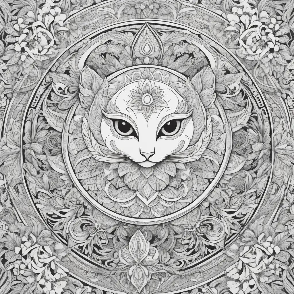 cat face on a hard coloring page