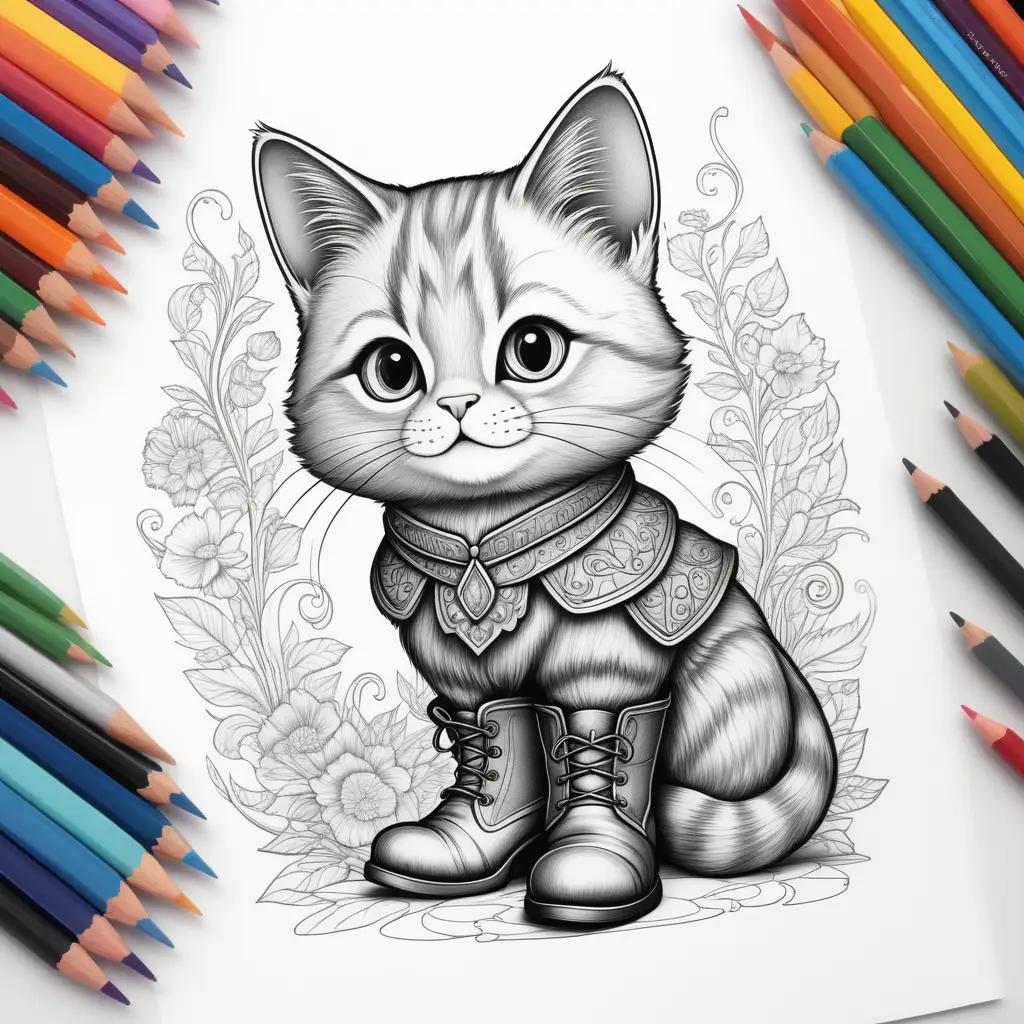 cat in boots coloring page with puss in boots illustration