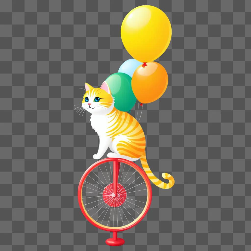 cat on a unicycle with a wave pattern