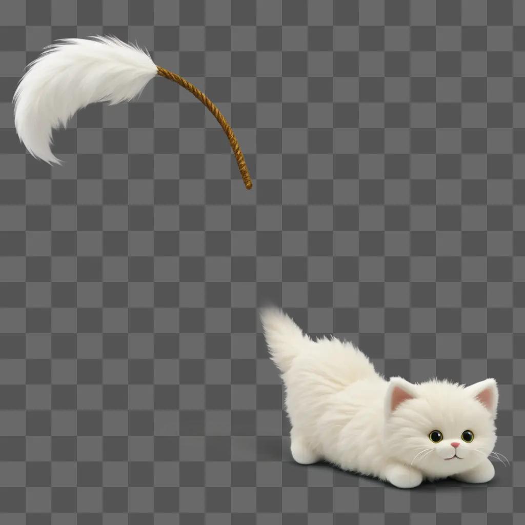 cat tail hangs behind a fluffy cat