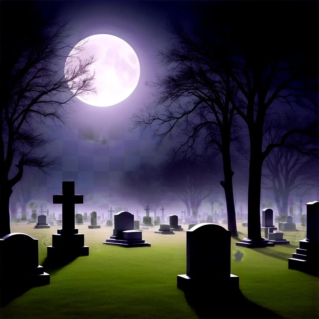 墓地は月に照らされています