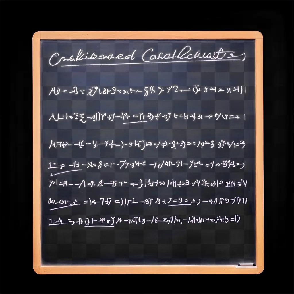 chalkboard with a math problem on it