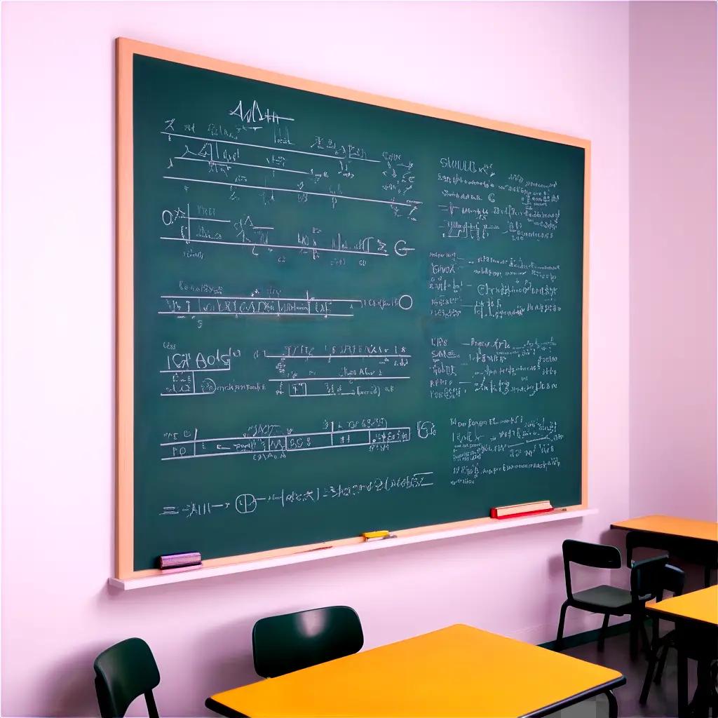 chalkboard with math equations in a classroom