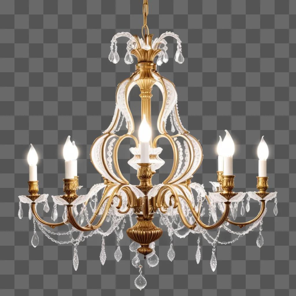 chandelier with six candles and five arms