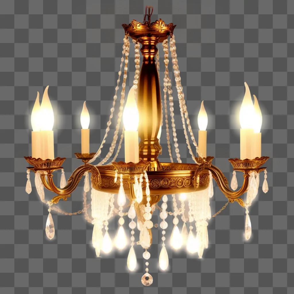 chandelier with six lights hanging from it