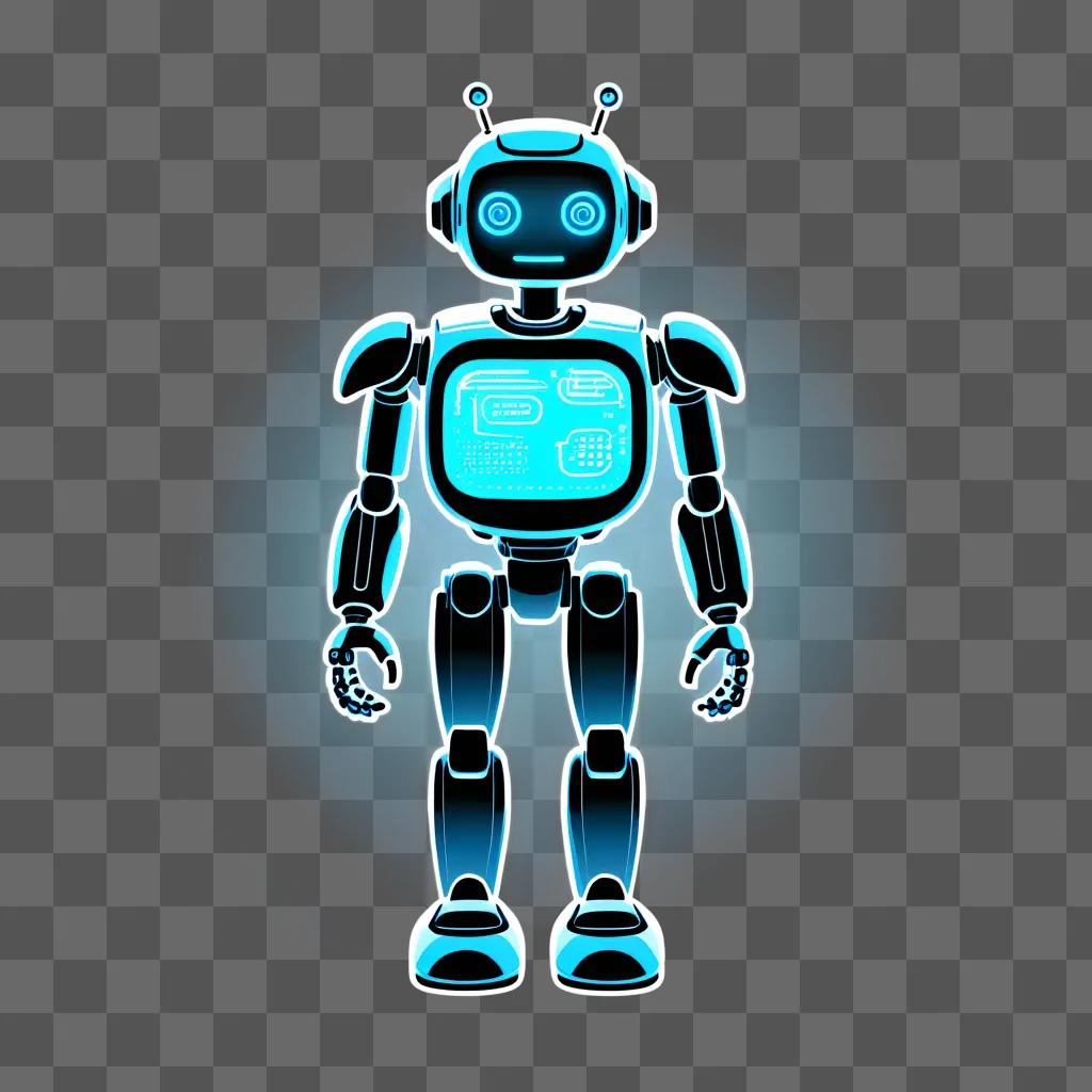 chatbot robot standing on a blue background