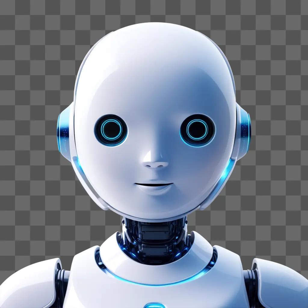 chatbot with blue eyes and a white face