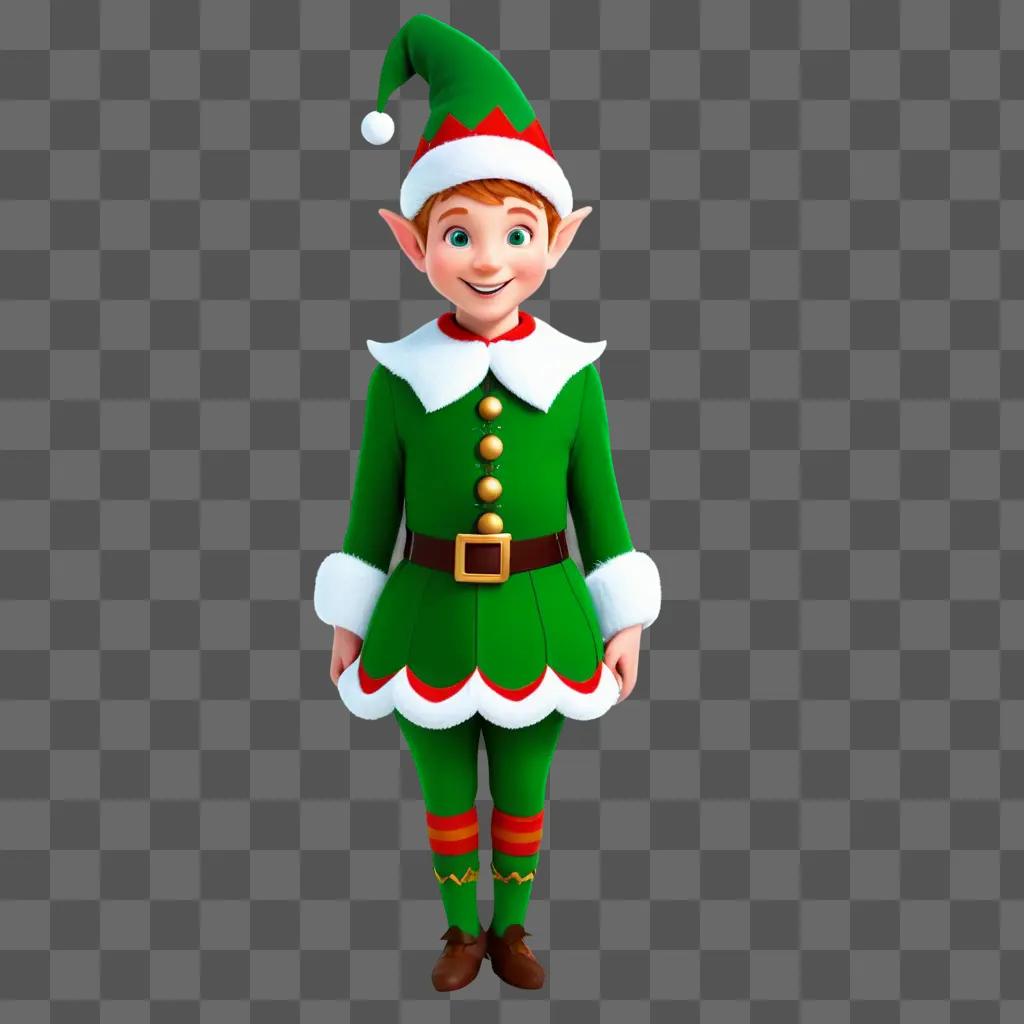 cheerful Christmas elf in a green suit