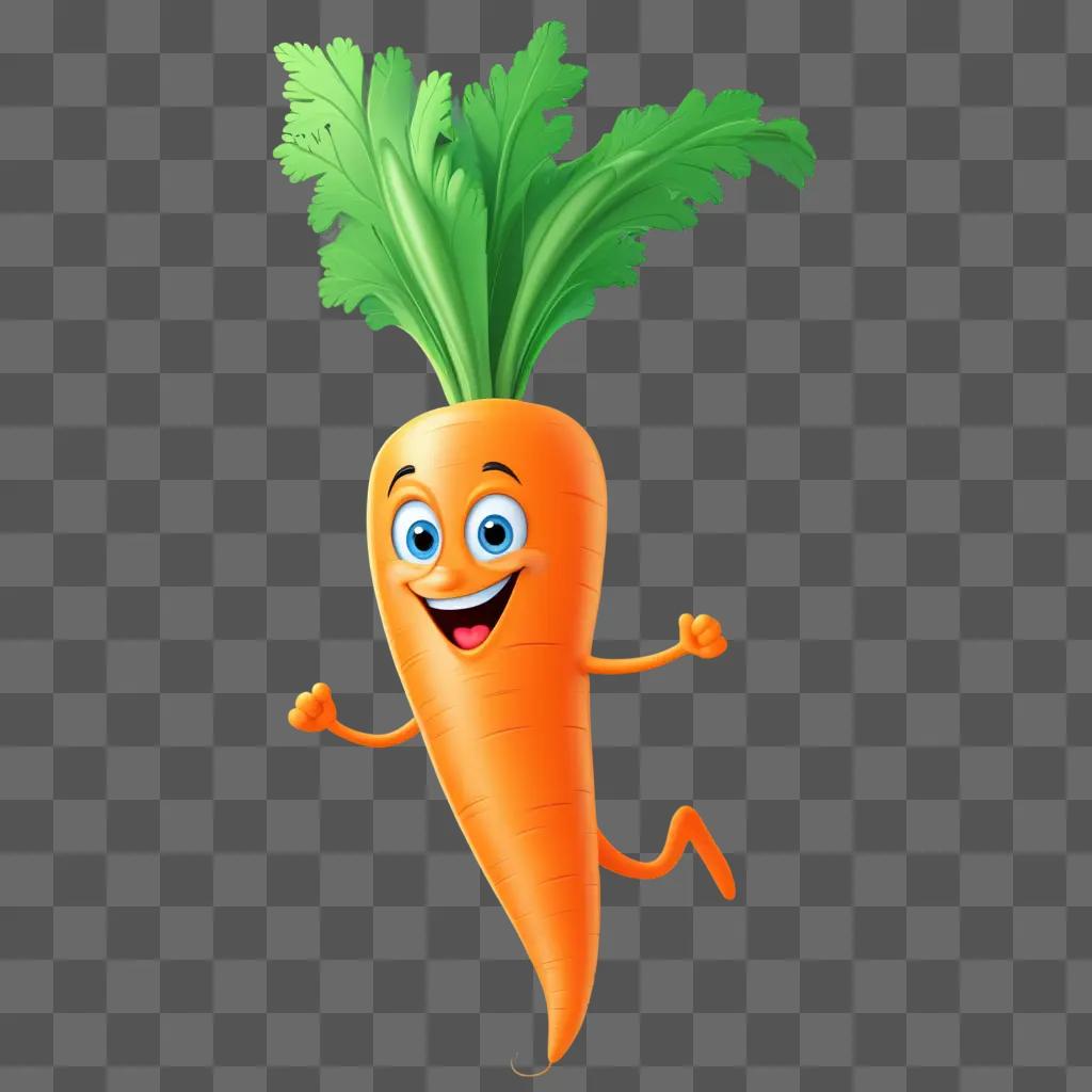 cheerful cartoon carrot drawing with a smile
