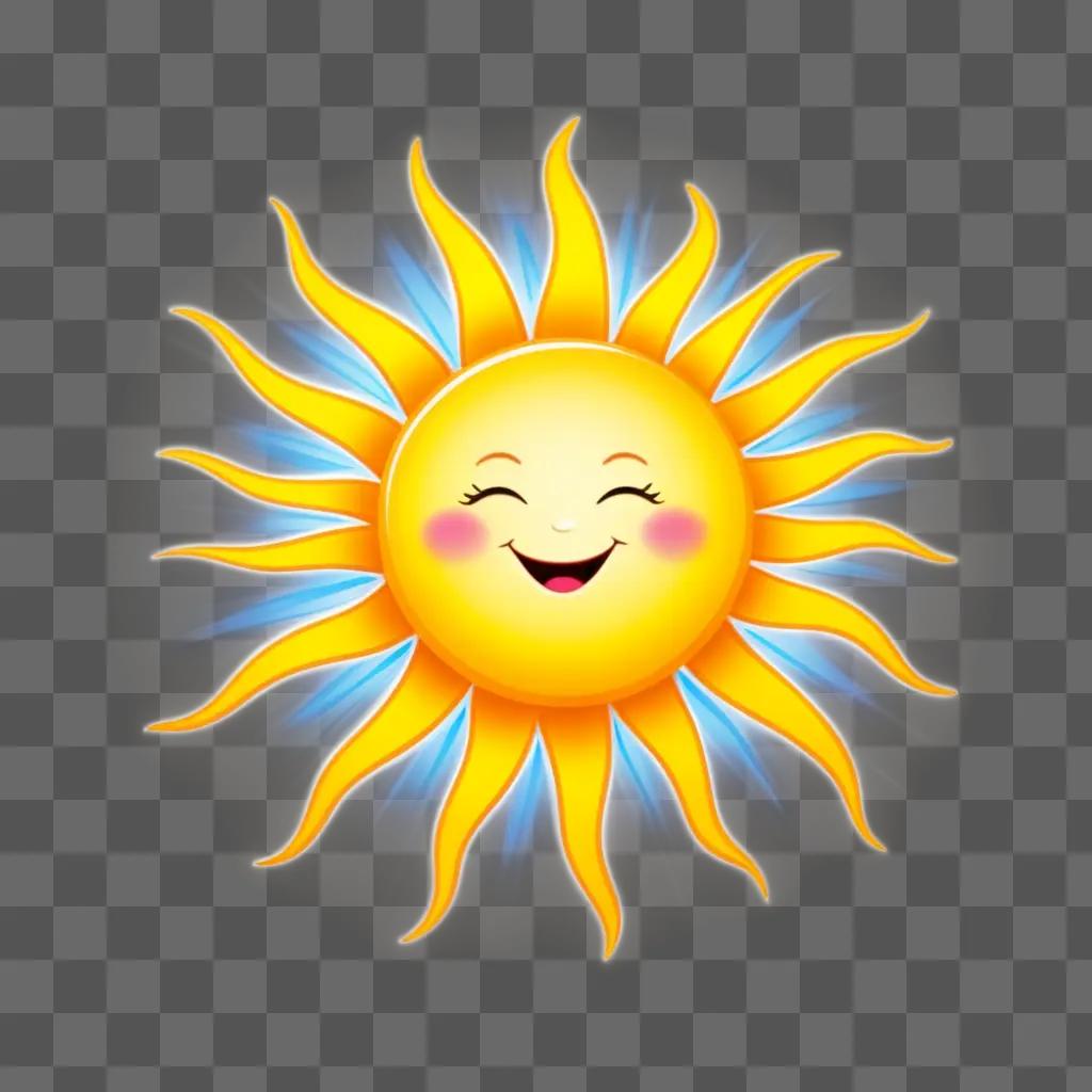 笑顔とピンク色の頬を持つ陽気な太陽