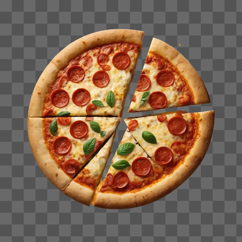 cheese pizza clipart A delicious pepperoni pizza cut in six pieces