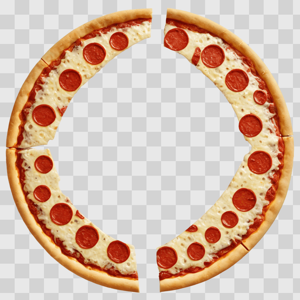 cheese pizza clipart A pizza with pepperoni slices cut in half