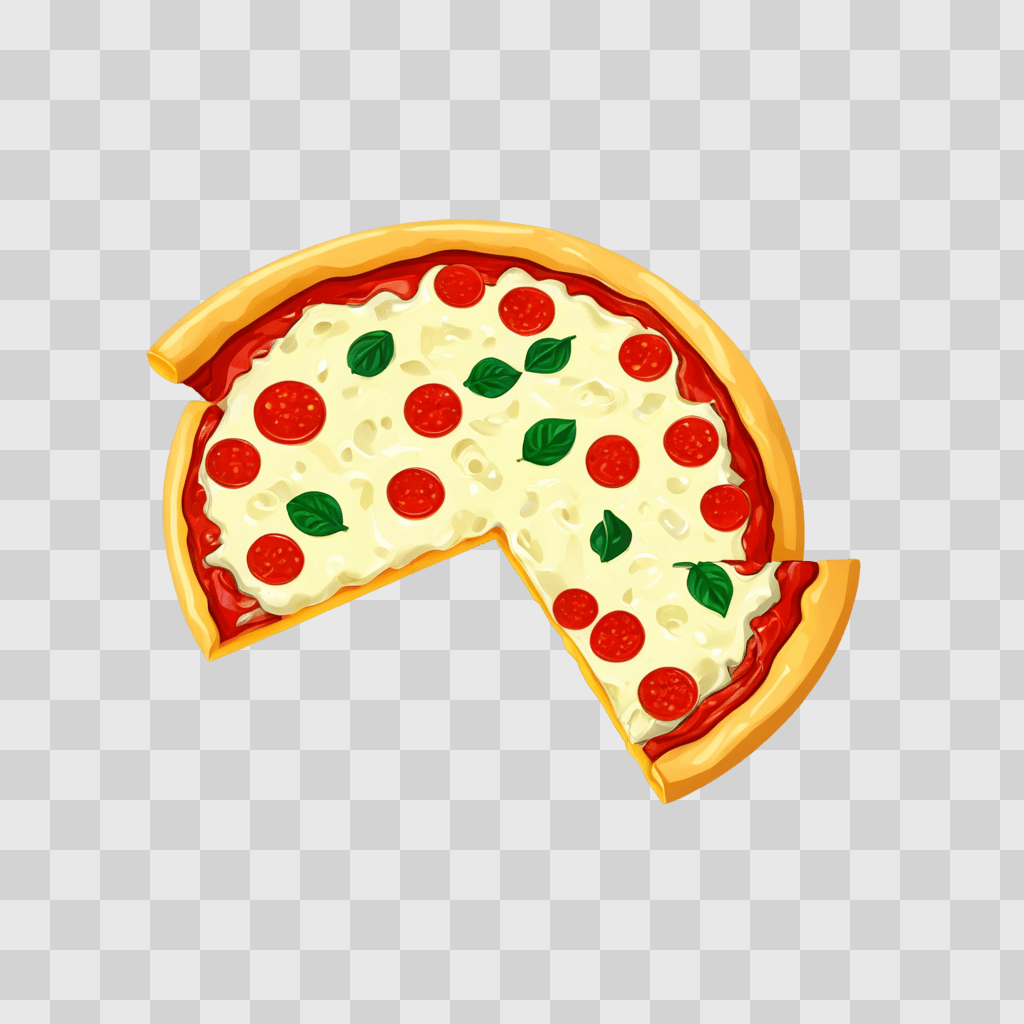 cheese pizza clipart A slice of pizza with green toppings on a brown background