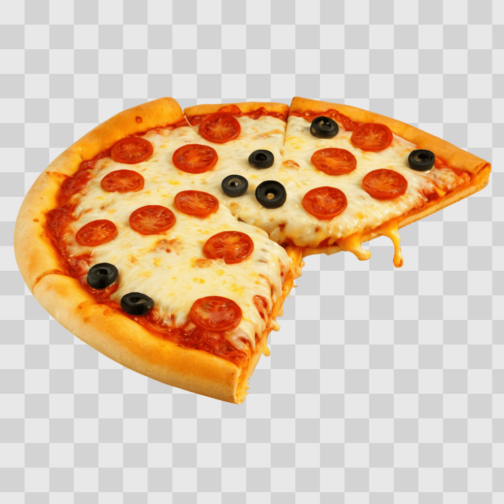 cheese pizza clipart A slice of pizza with olives and pepperoni