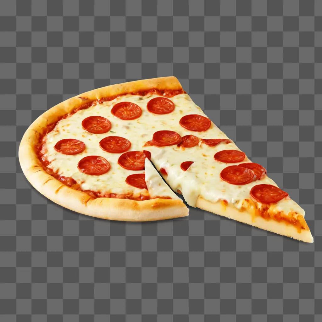 cheese pizza clipart A slice of pizza with pepperoni and cheese on a beige background