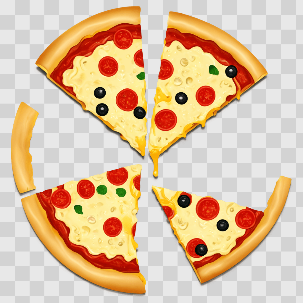 cheese pizza clipart Four slices of pizza on a table