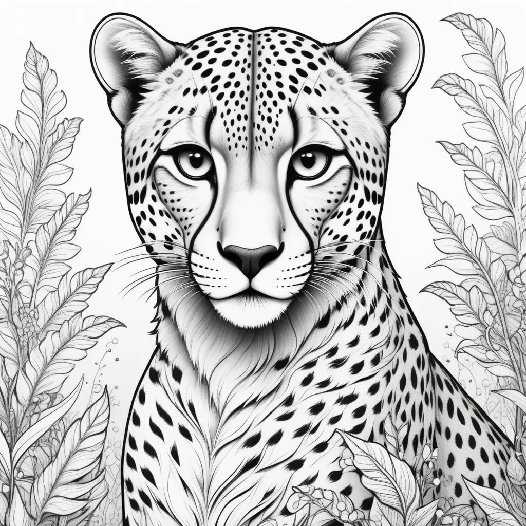 cheetah coloring page with black and white design