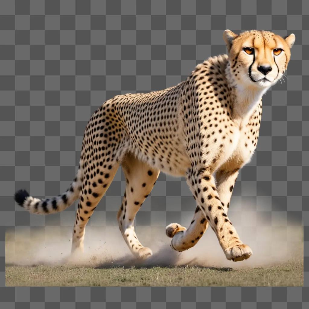 cheetah runs through the grassy plains