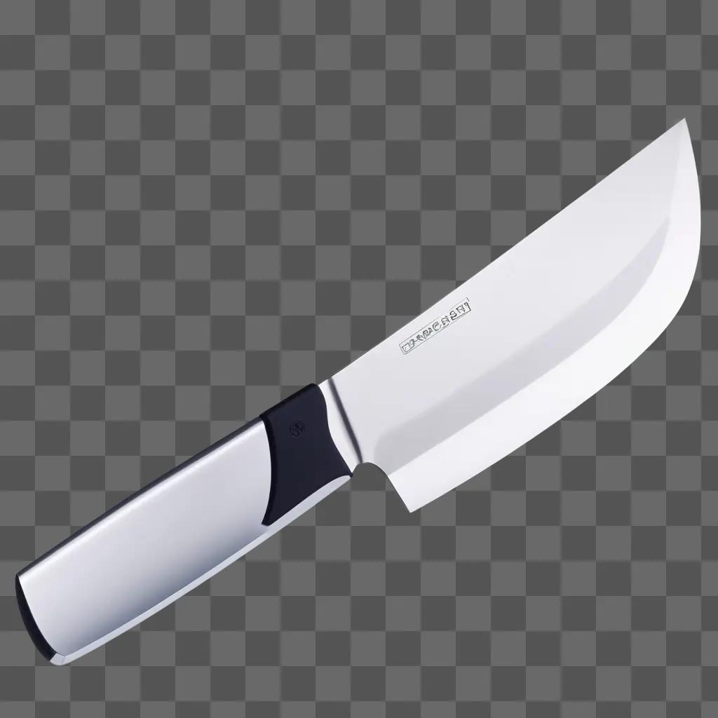 chef knife with black handle sits on a white background