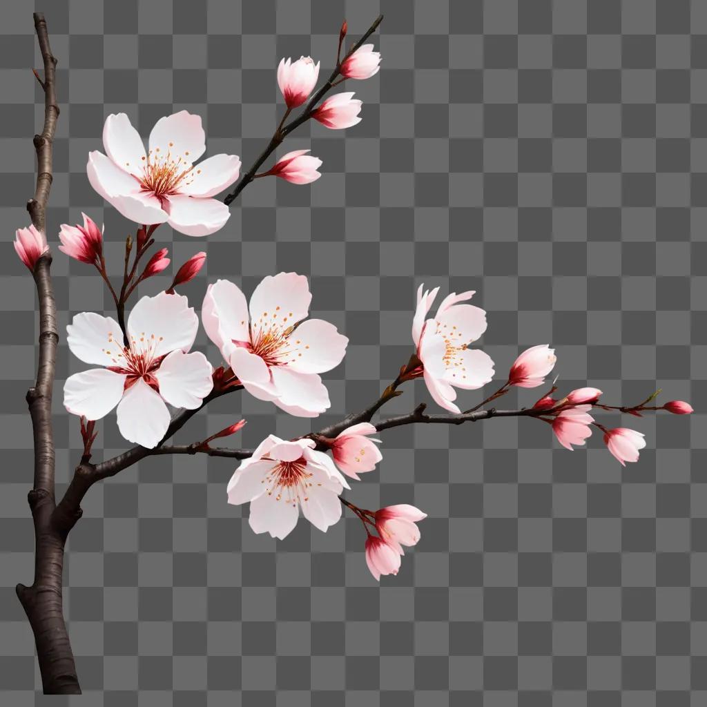 cherry blossom branch with pink and white flowers