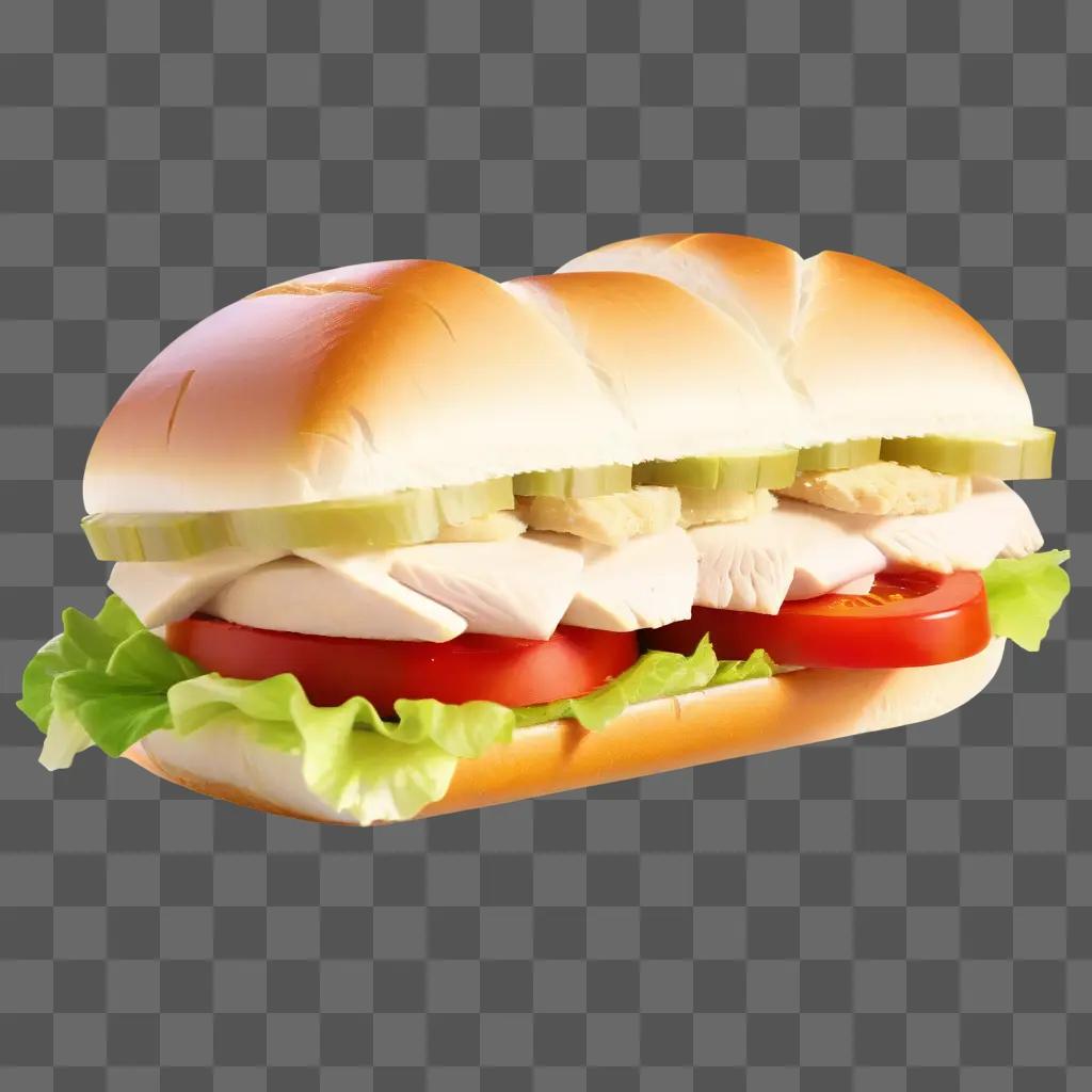 chicken sandwich with lettuce and tomato on a bun