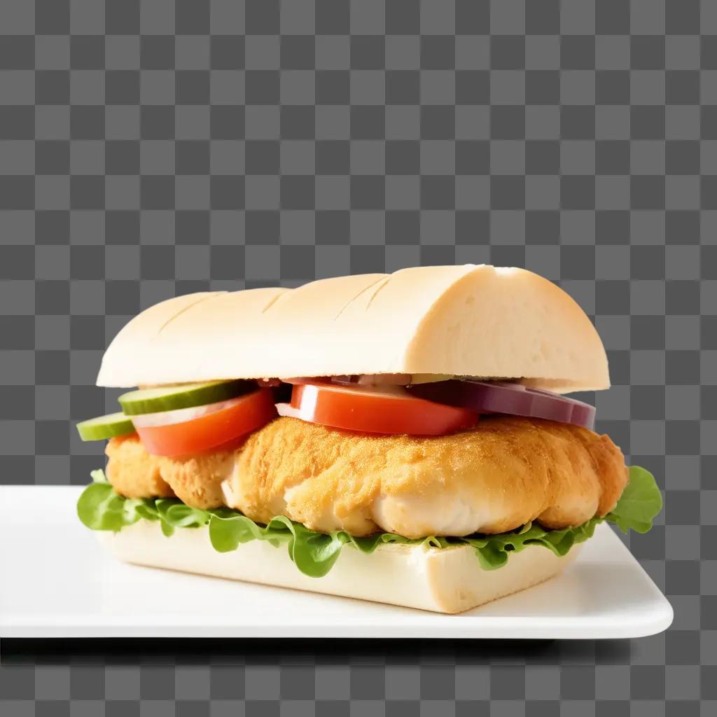 chicken sandwich with lettuce and tomatoes