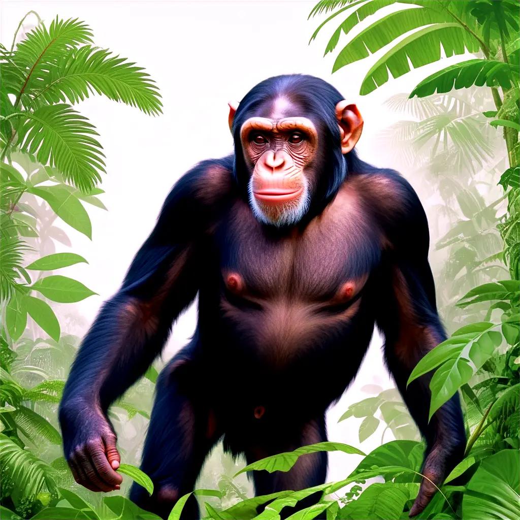 chimp standing in the jungle