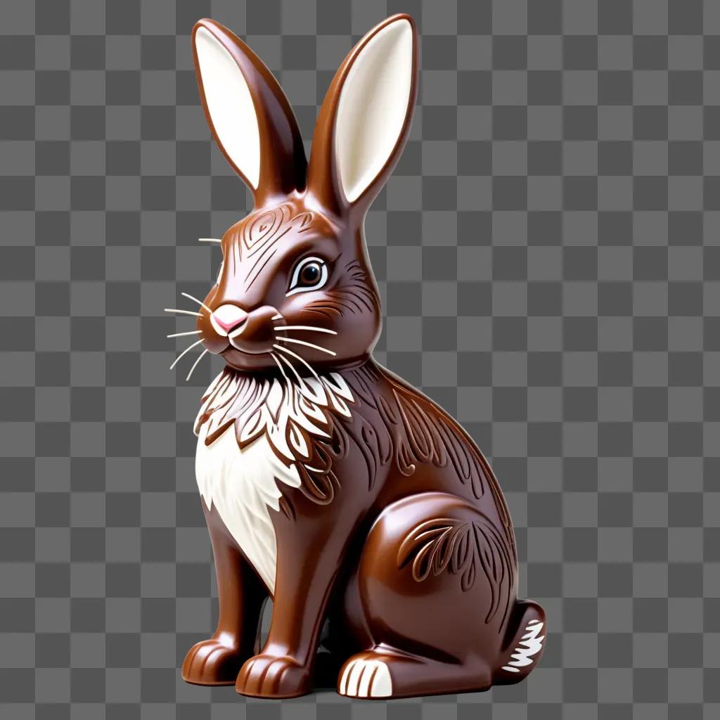 chocolate bunny with a brown body and white ears