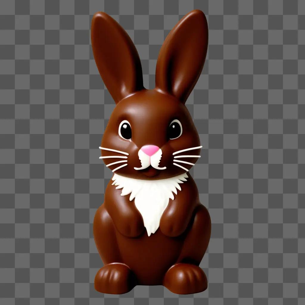 chocolate bunny with a pink nose and white ears